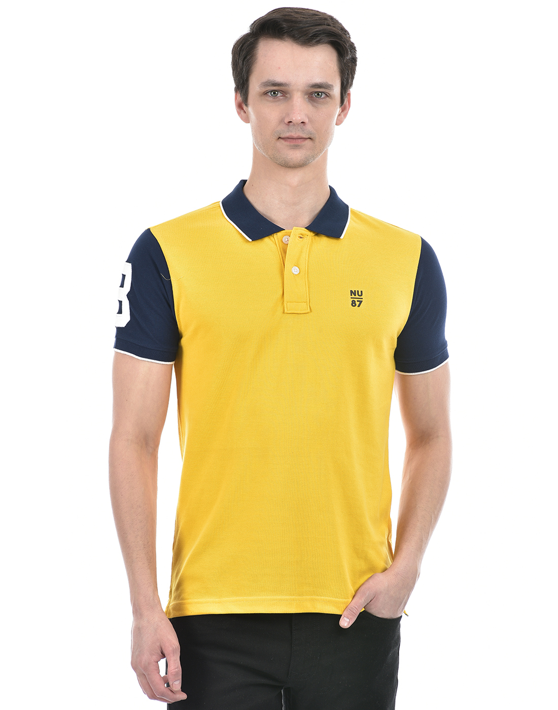 Numero Uno Men Color Block Yellow T-Shirt